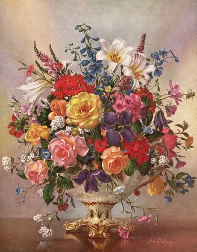 Vase mit Blumen in einem Porzellankrug von Albert Williams